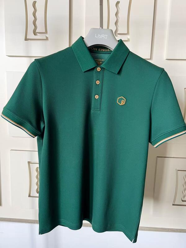 Premium Heren Poloshirts Klassieke Kraag Kleurrijk Assortiment Verfijnde Details Textuur Siliconen Logo Hoge Kwaliteit Heren Poloshirt