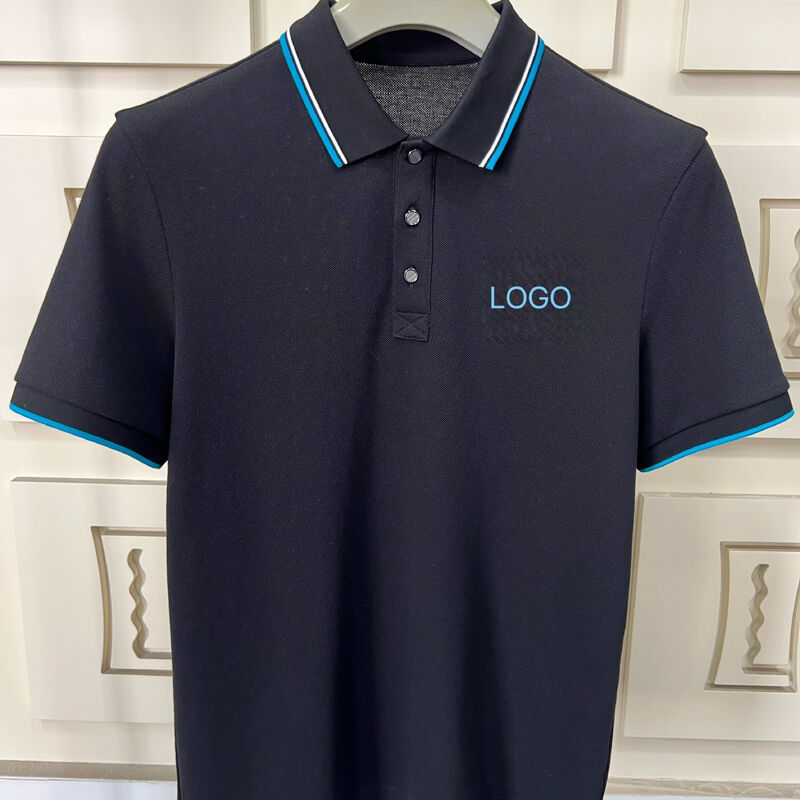 Heren polo shirts met contrast trim & textured design 100% katoen piqué hoogwaardige T-shirt fabriek mannen polo T-shirt