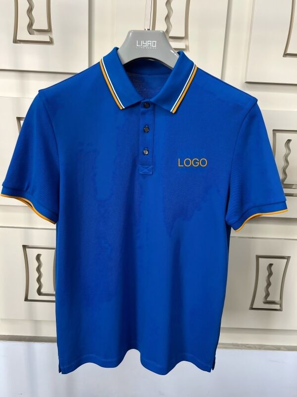 Heren polo shirts met contrast trim & textured design 100% katoen piqué hoogwaardige T-shirt fabriek mannen polo T-shirt