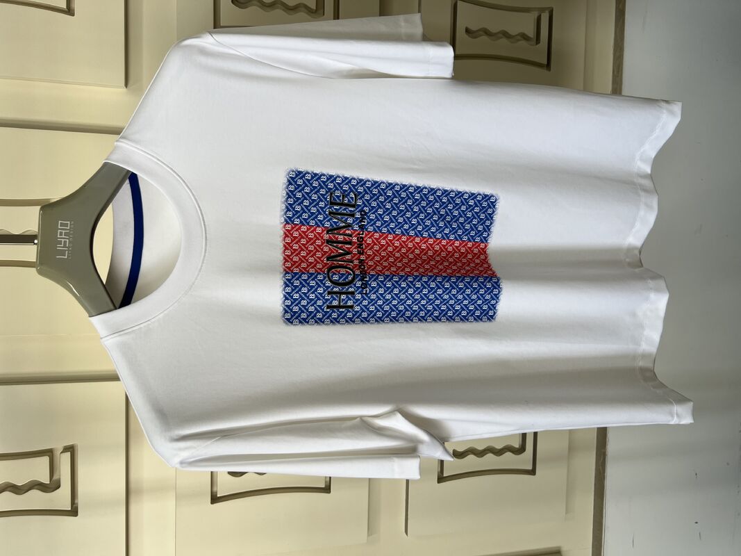 Crew Neck T-shirt met Borduurwerk | Luxe Ronde Hals T-shirt voor Heren met 3D Letter & Patroon Design, Jersey Fabrikant