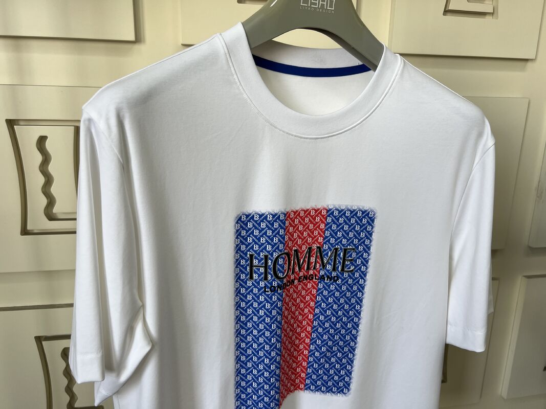 Crew Neck T-shirt met Borduurwerk | Luxe Ronde Hals T-shirt voor Heren met 3D Letter & Patroon Design, Jersey Fabrikant