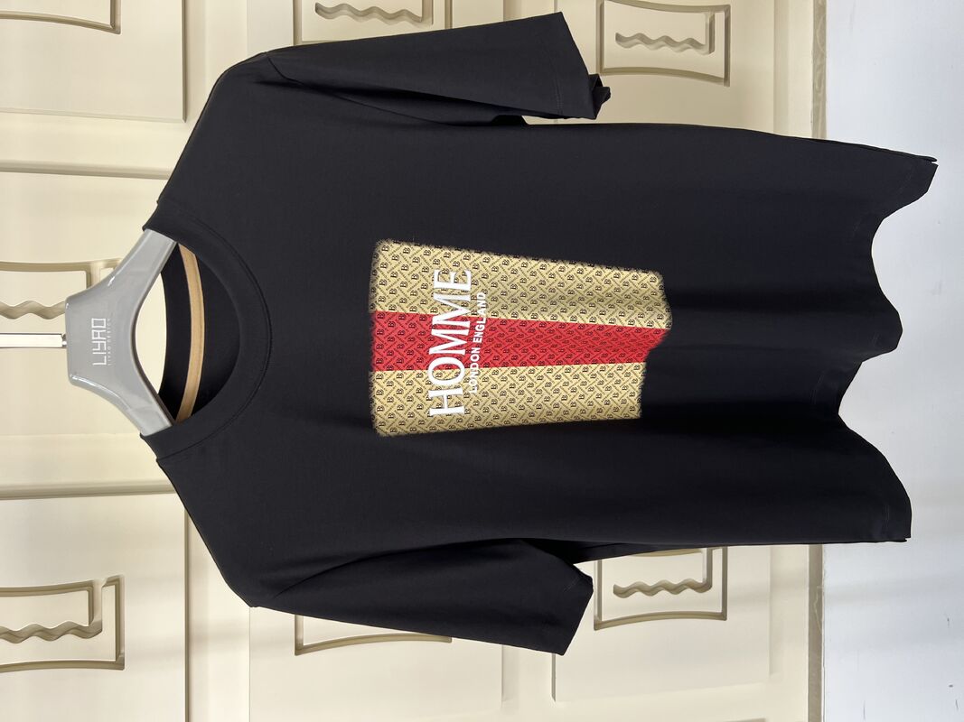 Crew Neck T-shirt met Borduurwerk | Luxe Ronde Hals T-shirt voor Heren met 3D Letter & Patroon Design, Jersey Fabrikant