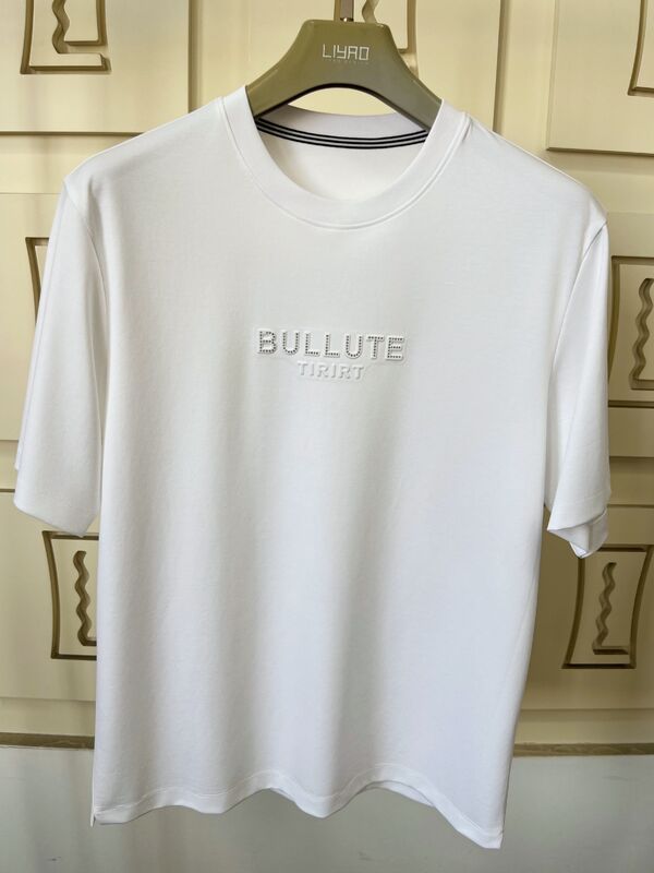 Luxe T-shirt met crew-hals Print Logo Design Adopteert Originele Stoffen Embossing Process Plus Heat - Transfer Vinyl Process OEM/ODM