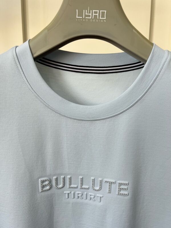 Luxe T-shirt met crew-hals Print Logo Design Adopteert Originele Stoffen Embossing Process Plus Heat - Transfer Vinyl Process OEM/ODM