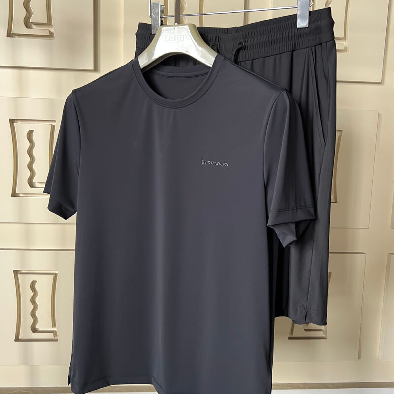 Sportt-shirt voor mannen Zwart Casual Sport Set - Kort - mouw T-shirt en broek, ademend stof met UV-bescherming