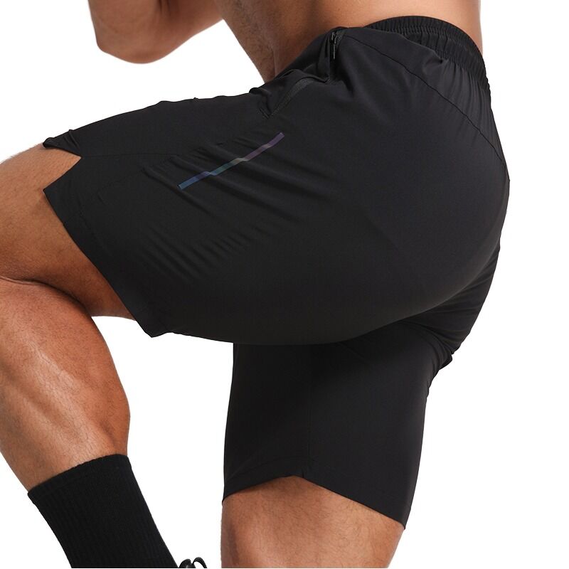 Hoge kwaliteit heren fitness hardloopshorts ademend sneldrogend materiaal knielengte zomer achterzak effen design