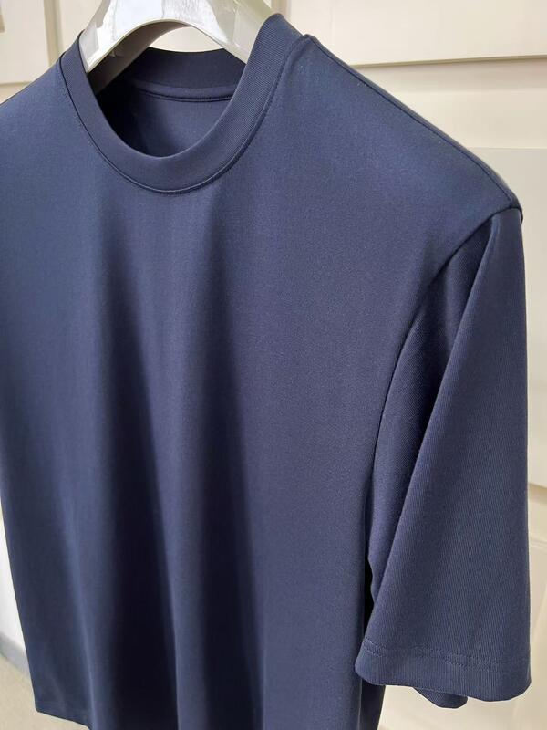 Aanpasbaar Herenlosvallend Kort T-shirt Comfortabele Vintage Stijl Eenvoudig Effen Kleur Casual Kleding