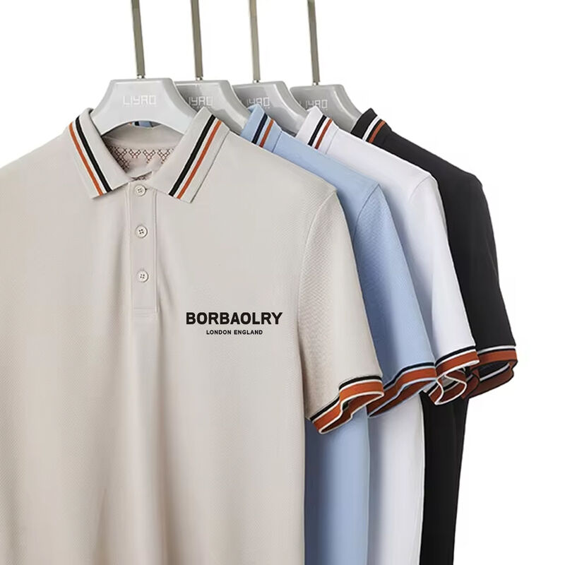 Polo T-shirts met korte mouwen, sneldrogend, gestreept, met custom logo, laatste design voor heren, bedrukt