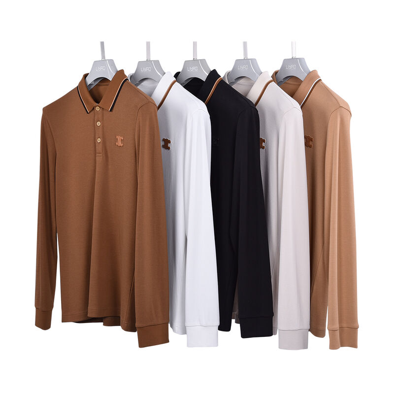 Custom Mensen Mode Classic Dynamic Design Casual Lapel Goedkoop Streetwear Gedrukt Plain Long Sleeve Polo T-Shirt