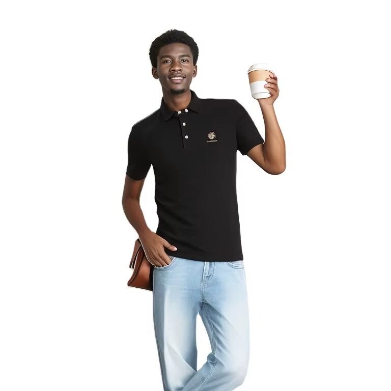 Nieuw ontwerp Groothandel Custom Quick Dry ademend katoen Zwarte mannen trui Polo T-shirts