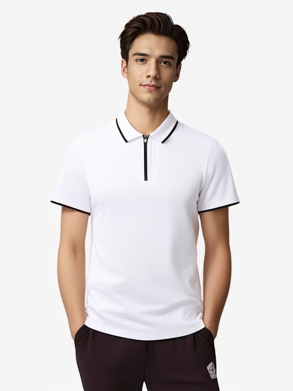 Mensen katoenen polo golf T-shirt Custom Low MOQ Half-Zip stijl korte mouw ademend gebreide stof karakterpatroon