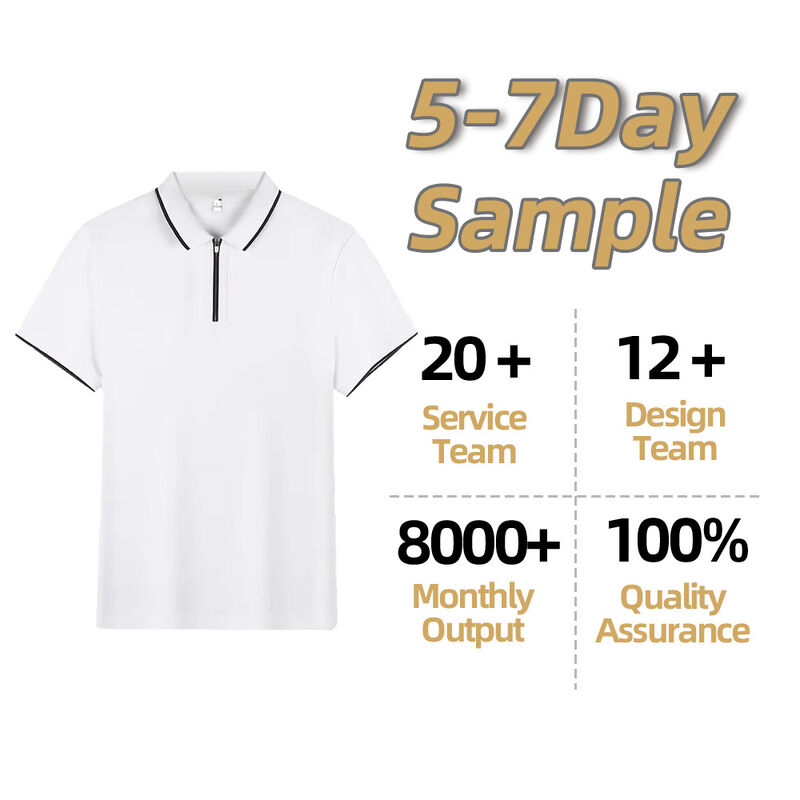 Mensen katoenen polo golf T-shirt Custom Low MOQ Half-Zip stijl korte mouw ademend gebreide stof karakterpatroon