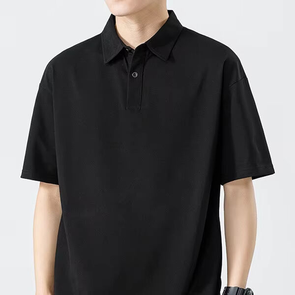 Mensen Hong Kong stijl zomer zwaargewicht antimicrobiële koel gevoel solide kleur eenvoudig polo shirt kort