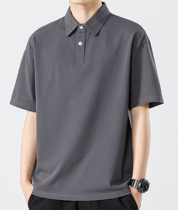 Mensen Hong Kong stijl zomer zwaargewicht antimicrobiële koel gevoel solide kleur eenvoudig polo shirt kort