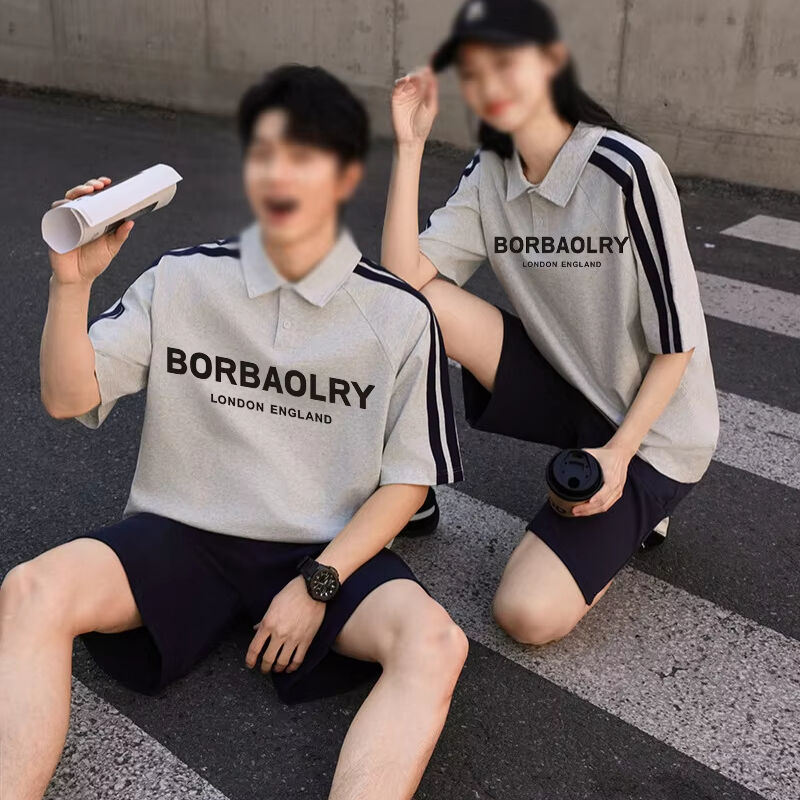 Zomer Mensen korte mouw voor polo shirt American High Street Style kraag Halve mouw T-shirt Stijlvolle gebreide brief