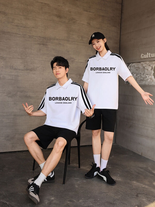 Zomer Mensen korte mouw voor polo shirt American High Street Style kraag Halve mouw T-shirt Stijlvolle gebreide brief