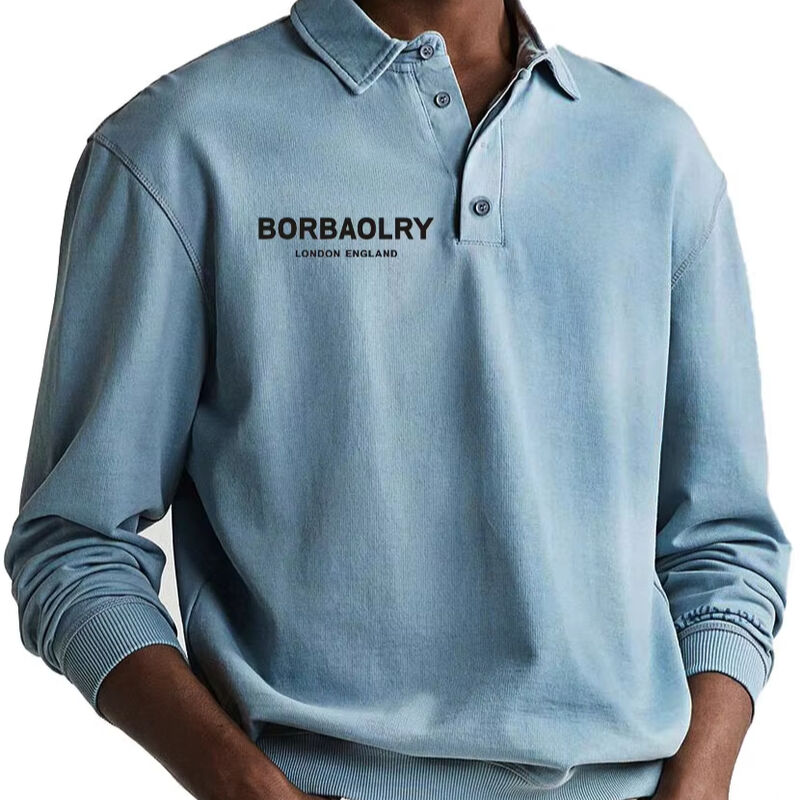 Hoogwaardig katoen Custom Logo Solid gebreide Casual Polo Shirt Wholesale Quick Dry Sports Men Long Sleeve Polo Shirts