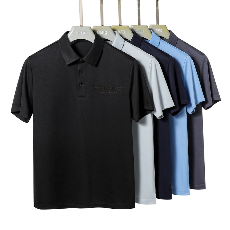 Casual heren polo shirt met korte mouwen, populaire effen print, T-shirt met opdruk, custom logo, effen geverfd, anti-pilling